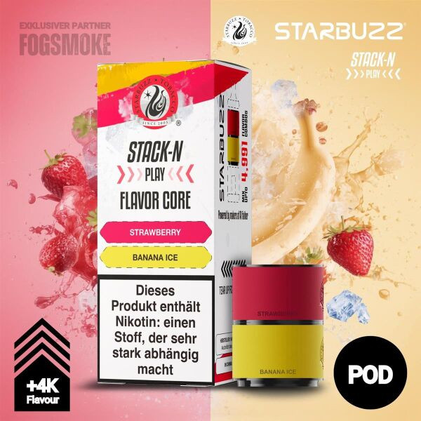 Starbuzz Stack-N Play Pod - Strawberry + Banana Ice 4 ml