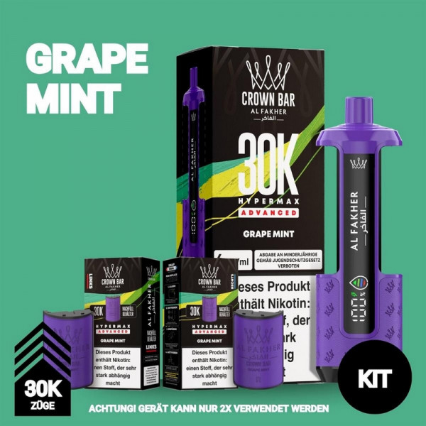Al Fakher Grape Mint Crown Bar Hypermax 30k Podkit 22 ml
