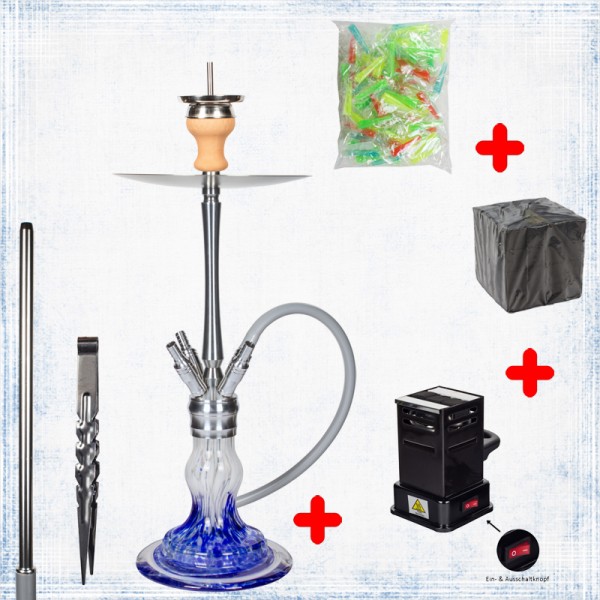 Secret Shisha V2A Komplettpaket Blau