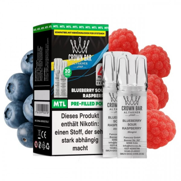 Al Fakher Prefilled Pod MTL - Blueberry Sour Raspberry (2 Stk)