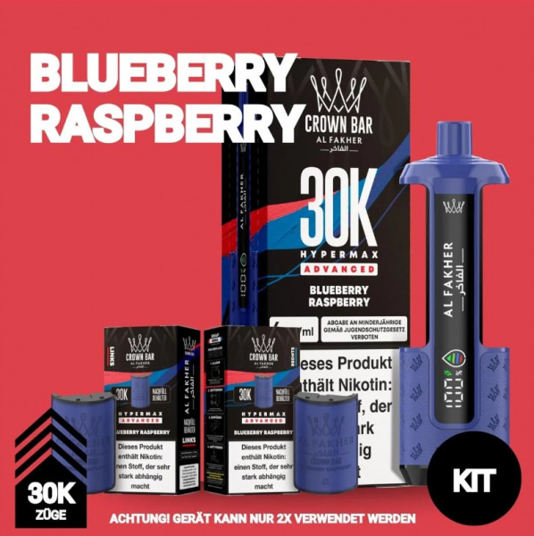 Al Fakher Blueberry Raspberry Crown Bar Hypermax 30k Podkit 22 ml