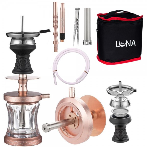 Luna Travel Hookah Vacanza - Rosegold inkl. Tasche