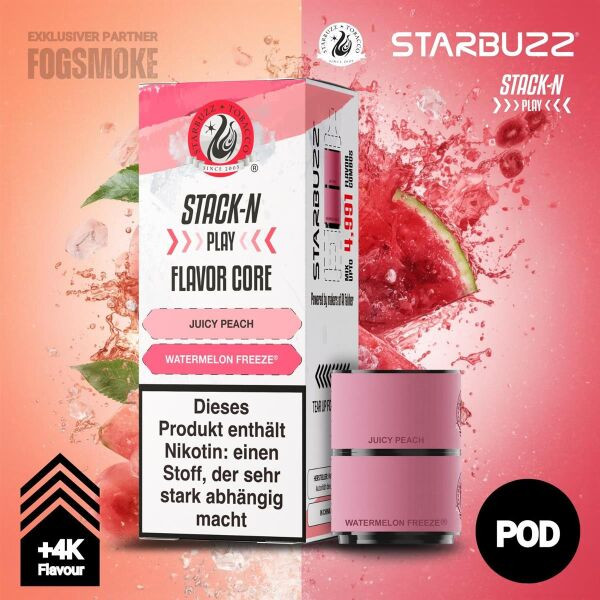 Starbuzz Stack-N Play Pod - Juicy Peach + Watermelon Freeze 4 ml