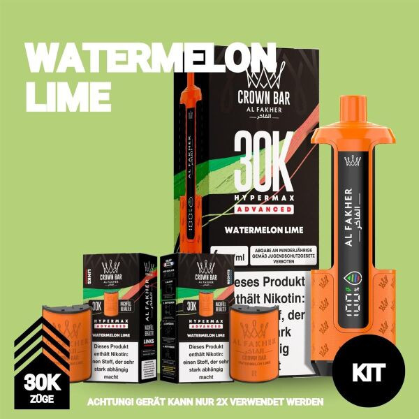 Al Fakher Watermelon Lime Crown Bar Hypermax 30k Podkit 22 ml