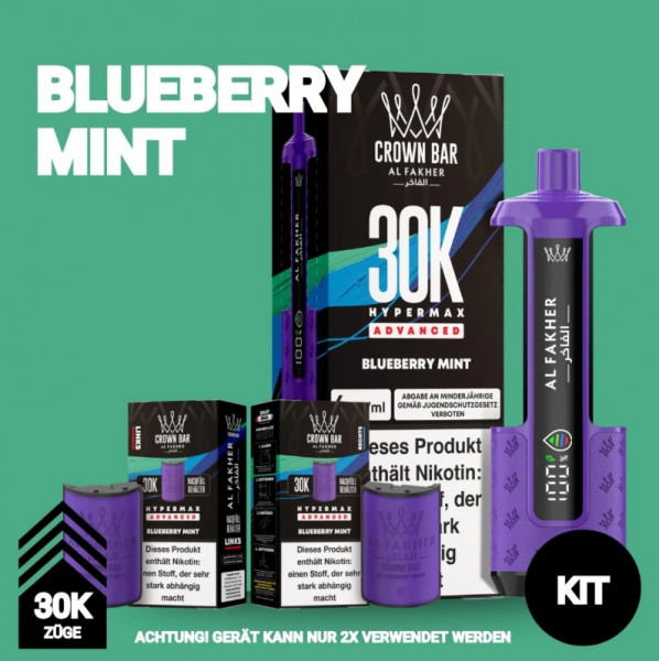 Al Fakher Blueberry Mint - Crown Bar Hypermax 30k Podkit 22 ml