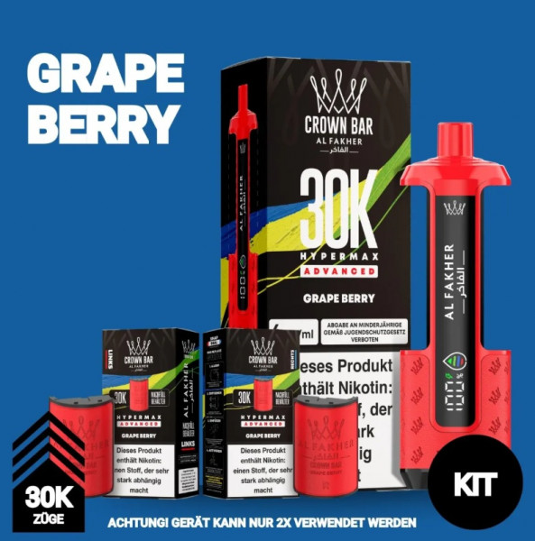 Al Fakher Grape Berry - Crown Bar Hypermax 30k Podkit 22 ml